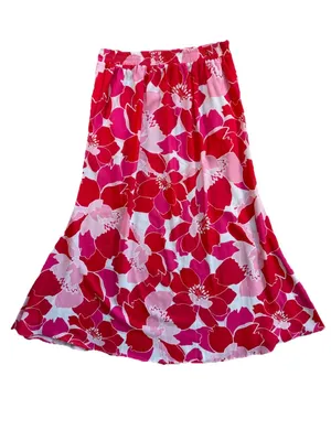 Petal + Pup Pink Red Floral Side Slit Midi Skirt Womens Medium Boho High Waist thumbnail 3