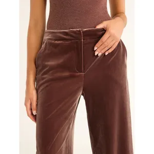 Sofia Jeans Womens Pants Size 10 Brown Velvet Wide Leg High Rise Trousers Zip thumbnail 7