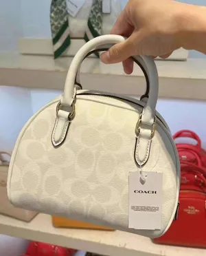 Coach Sydney Satchel In Signature Canvas Chalk/Glacier White NWT CA591. thumbnail 3