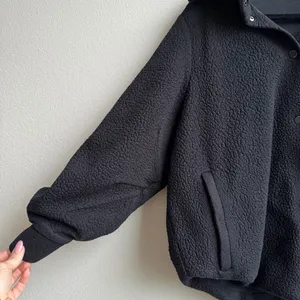 Alo Black Sherpa Snap Button Cozy Relaxed Oversized Teddy Coat Size Medium/Large thumbnail 4