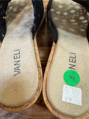 Vaneli Camme Black wedge sandal Cork Heel Size 6.5 thumbnail 5