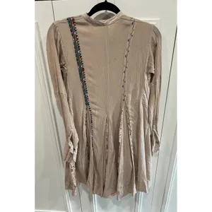 Free People FP One Boho Fit & Flare Mini Dress Tan Lace Western Festival Size XS thumbnail 6