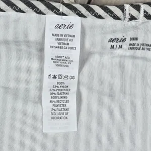 Aerie Bikini Bottoms Black White‎ Stripe Ruffle Gingham Size M thumbnail 6