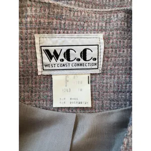 Vintage ‘80s West Coast Connection Grayish Lilac Wool Blend Collarless Blazer thumbnail 4