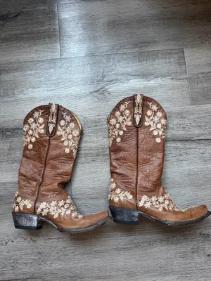 Boutique Cavender's Floral Brown Cowboy Boots thumbnail 2