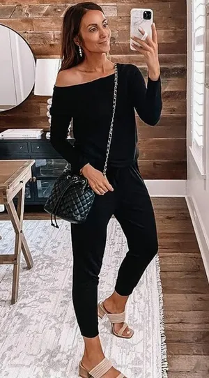 Pretty Garden black cotton long sleeve Jumpsuit size small New With Tags thumbnail 3