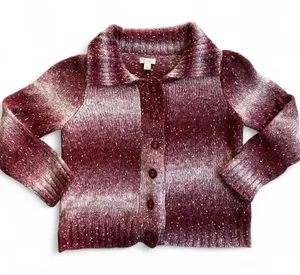 Christopher & Banks Marled Cardigan‎ Sweater L Burgundy Button Front Cozy Knit thumbnail 1