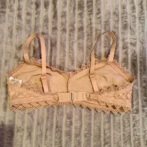Aerie Tan Floral Lace Wireless Bralette Scalloped Trim XL Nude Boho Intimates thumbnail 3