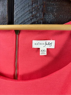 Maison Jules Deep Coral Fit & Flare Summer Dress with Pockets thumbnail 7