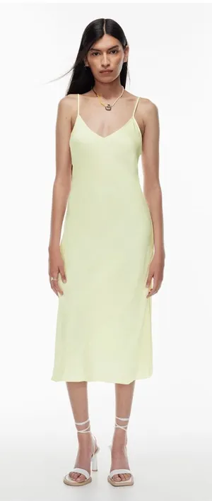 Aritzia Butter yellow lingerie inspired Slip Midi Dress Minimalist Luxury XL thumbnail 1
