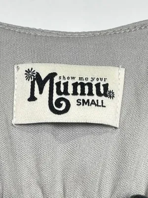 Show Me Your Mumu Caitlin Gray Floral Ruffle Cold Shoulder Maxi Dress S NWT thumbnail 5