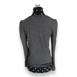 Haute Monde Womens Knit Top Sz S Black White Striped Crossover‎ Bottom NEW thumbnail 5