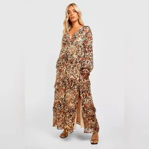 New ANIMAL FRILL PLUNGE RUFFLE MAXI‎ DRESS thumbnail 3