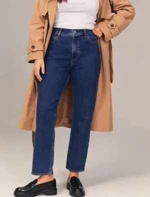 Abercrombie The Straight Ankle Ultra High Rise Jeans Blue 8 Long thumbnail 1