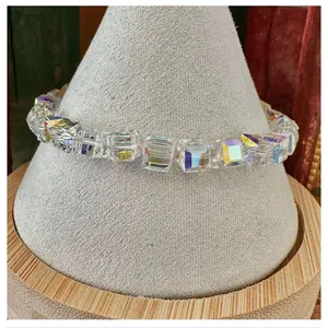 Faceted Crystal Cube Bracelet Sterling Silver Clasp thumbnail 1