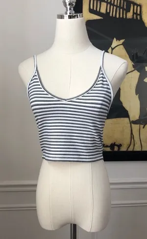 Aritzia Talula Black Stripe Crop Top Tank XS thumbnail 1