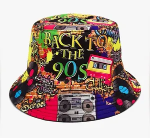NEW Retro 90s Bucket Hat 90s Rave Sun Cap Packable Fisherman Bucket Hat thumbnail 1