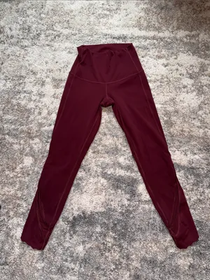 lululemon athletica women’sHigh-Waist Burgundy Leggings with Logo thumbnail 3
