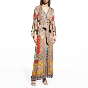 Alice + Olivia Jaylen Mix Scarf Print Handkerchief Sleeve Maxi Dress S thumbnail 10