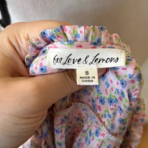 For Love & Lemons Phoebe Pink Floral Puff Sleeve Milk Maid Mini Dress Fairy thumbnail 7