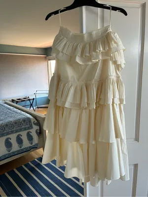 Ulla Johnson Gaelle Ivory White Blanc Tiered Asymmetrical Ruffle Midi Skirt thumbnail 10