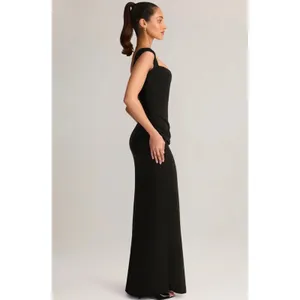 Oh Polly Elva Modal Sweetheart Neck Cowl Waist Maxi Dress in Black Size XL New thumbnail 6