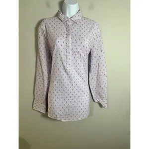 Gap Womens Lavender Stripe Clip Dot Easy Popover Boyfriend Shirt M 440512-00 thumbnail 3