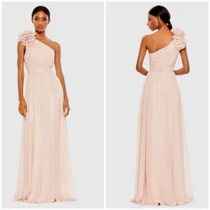 Mac Duggal Pink Polka Dot Ruffled One Shoulder Gown Size 10 thumbnail 2