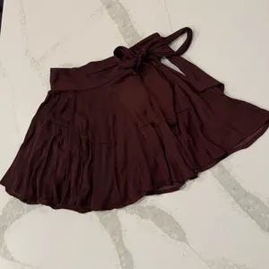 Free People Sateen Mini Wrap Skirt Women’s Small Chocolate Brown Bohemian Indie thumbnail 2
