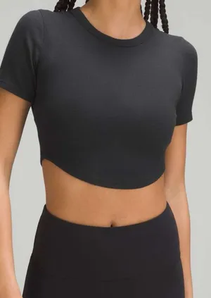 Lululemon Hold Tight Cropped T-Shirt Black size 2 thumbnail 1