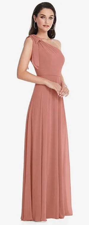 After Six Draped One-Shoulder Maxi Dress With Scarf Bow‎ Size 2 thumbnail 1