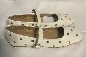 INC Leather Square Toe Dimante Buckle Strap Mary Jane Shoes Size 10.5 White BinC thumbnail 1