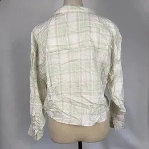 Abercrombie & Fitch Soft Collection Plaid Cropped Button Up Shirt Green Small‎ thumbnail 4