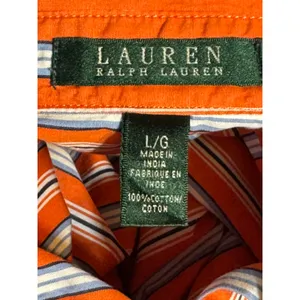 Lauren Ralph Lauren Womens Cotton Button-Up Shirt · Classic Fit · Orange thumbnail 5