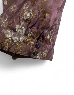 To The Max Skirt Sz 8 Purple Floral Brocade Large Side Pockets Gathered Hem thumbnail 5