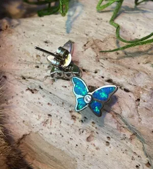 Butterfly Blue Opal CZ Earrings thumbnail 5