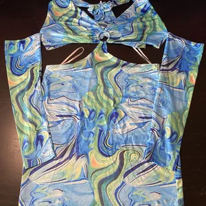 SHEIN Blue and Green Swirl Swimsuit size L thumbnail 1