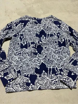 Lilly Pulitzer Navy Zebra Print Long Sleeve Top medium thumbnail 11