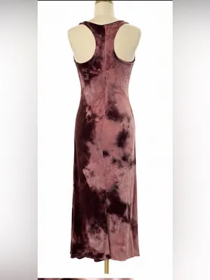 See You Monday Tie Dye Racerback Maxi Dress Mauve Brown Stretch Size Large thumbnail 3