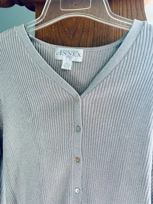 NWT casual corner annex shimmering light gray cardigan thumbnail 15