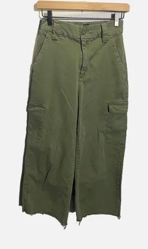 BDG Cargo Pants Womens S Green Raw Hem High Rise Utility Streetwear Wide Leg thumbnail 1