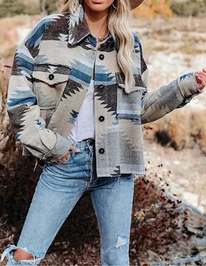 New Womens Texas Girl Boutique Sierra Sky Southwest Inspo Print Shacket - Sz S thumbnail 1