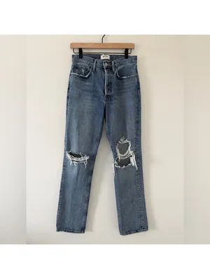 AGOLDE Agiles Lana Mid Rise Distressed Vintage Straight jeans women’s size 25 thumbnail 6