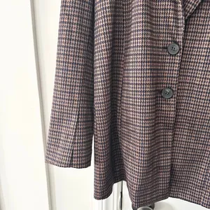 Avec Les Filles Anthropologie Brown Blue Houndstooth Longline Blazer Small 80103 thumbnail 4