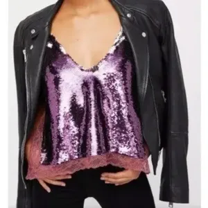 Free People Intimately Free Swinging Surpice pink sequin cami lace trim - XS thumbnail 10