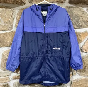 Columbia Vintage Purple Long Thin Lightweight Windbreaker Jacket w/ Logo Spellout Patch thumbnail 1