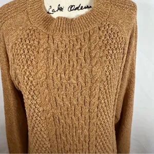 Crown & Ivy Tan Oversized Long Sleeve Cable Knit Mock Neck Sweater Size XL thumbnail 2
