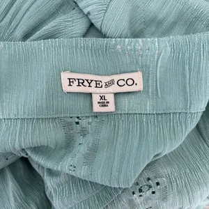 Frye & Co. Green Teal Eyelet Peplum Blouse Lace Floral Western Boho Flowy thumbnail 4