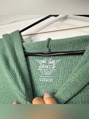 Boys Lie Waffle Knit Charmer Hoodie in green thumbnail 4