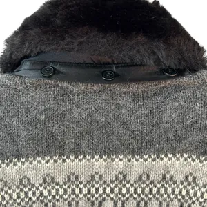 Women’s Vintage Lambswool Angora Blend Fairisle Cardigan Sweater Faux Fur Collar thumbnail 5